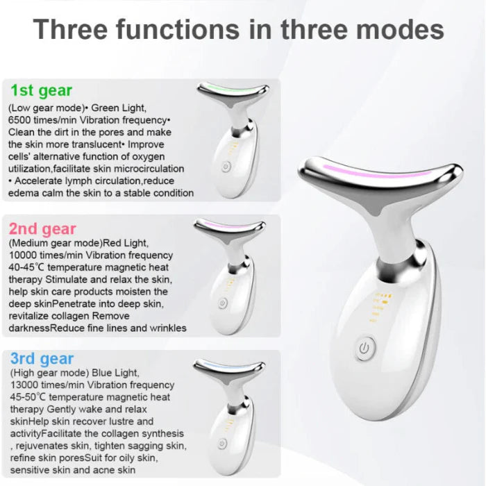 Rechargeable Neck & Facial Massager with LED Therapy