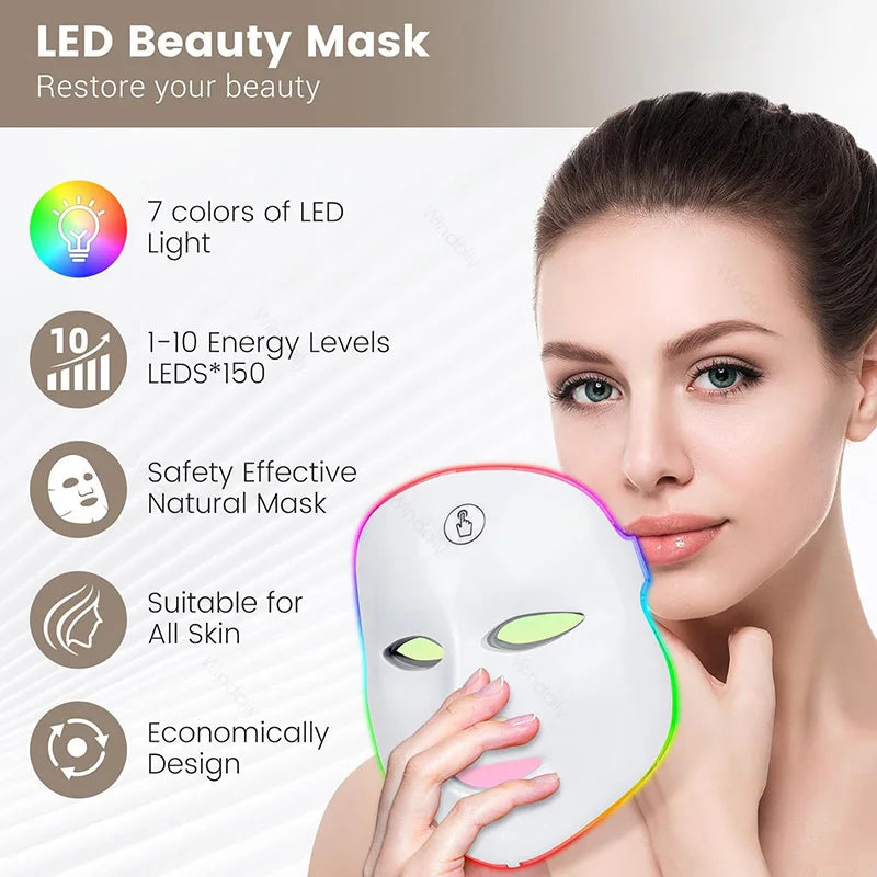 SoulGlow 7-Color LED Light Therapy Mask – Wireless Skin Rejuvenation Device